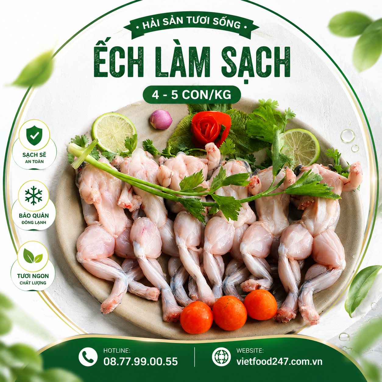Ếch Thiên Nhiên Sống Làm Lột Da 4-5 Con/kg