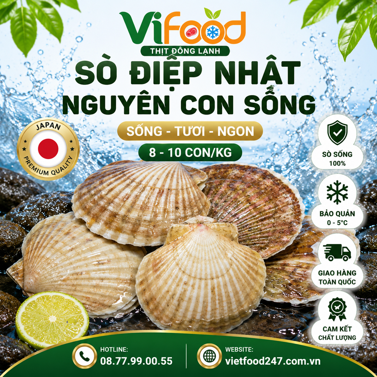 Sò Điệp Nhật Sống Giá Sỉ