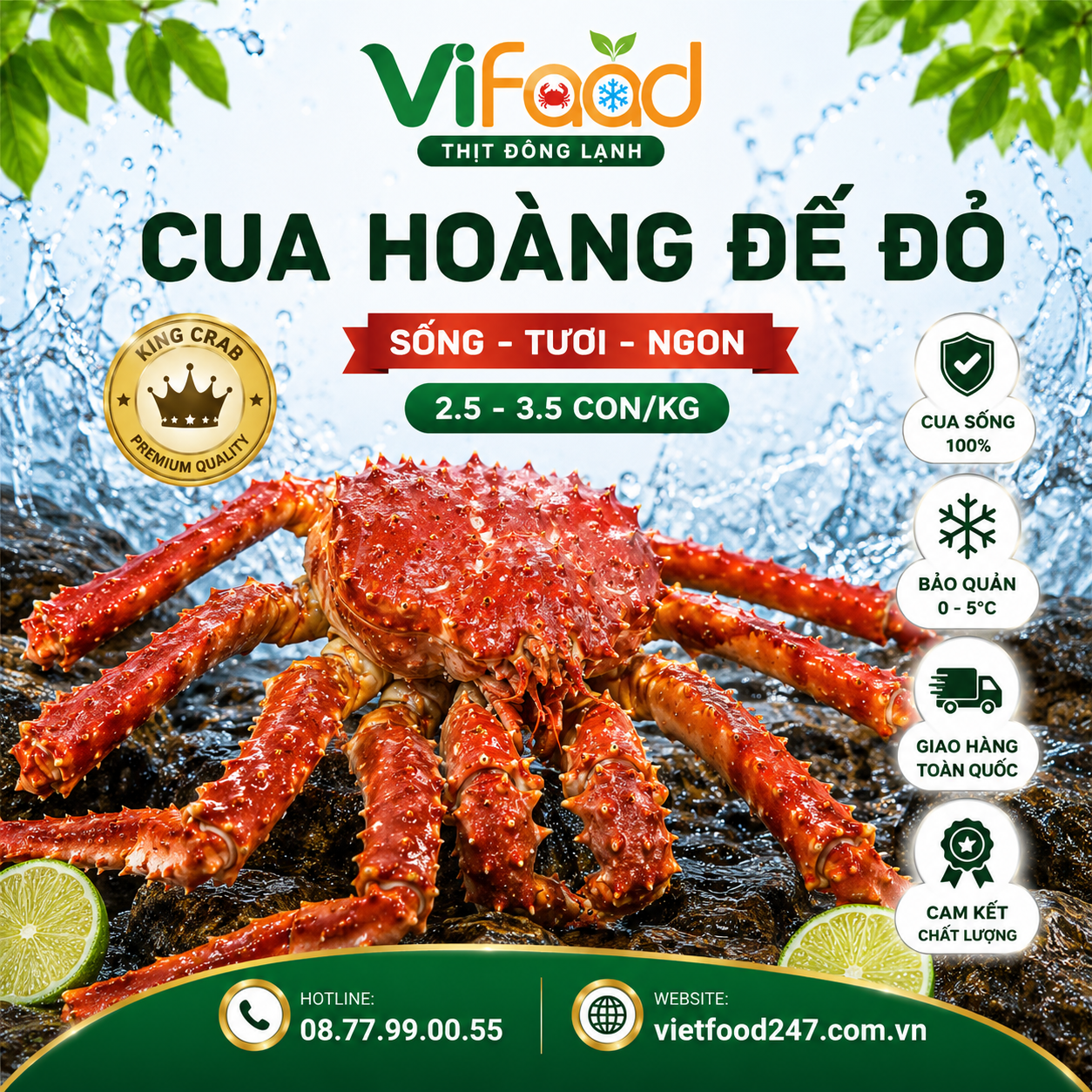 Cua Hoàng Đế Đỏ Sống Giá Sỉ