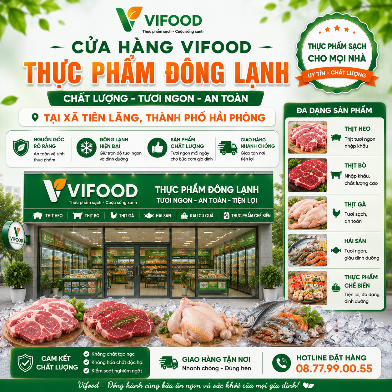 Thực Phẩm Thịt Heo, Thịt Bò, Thịt Gà, Hải Sản Đông Lạnh Chất Lượng Tại Xã Tiên Lãng, Thành Phố Hải Phòng