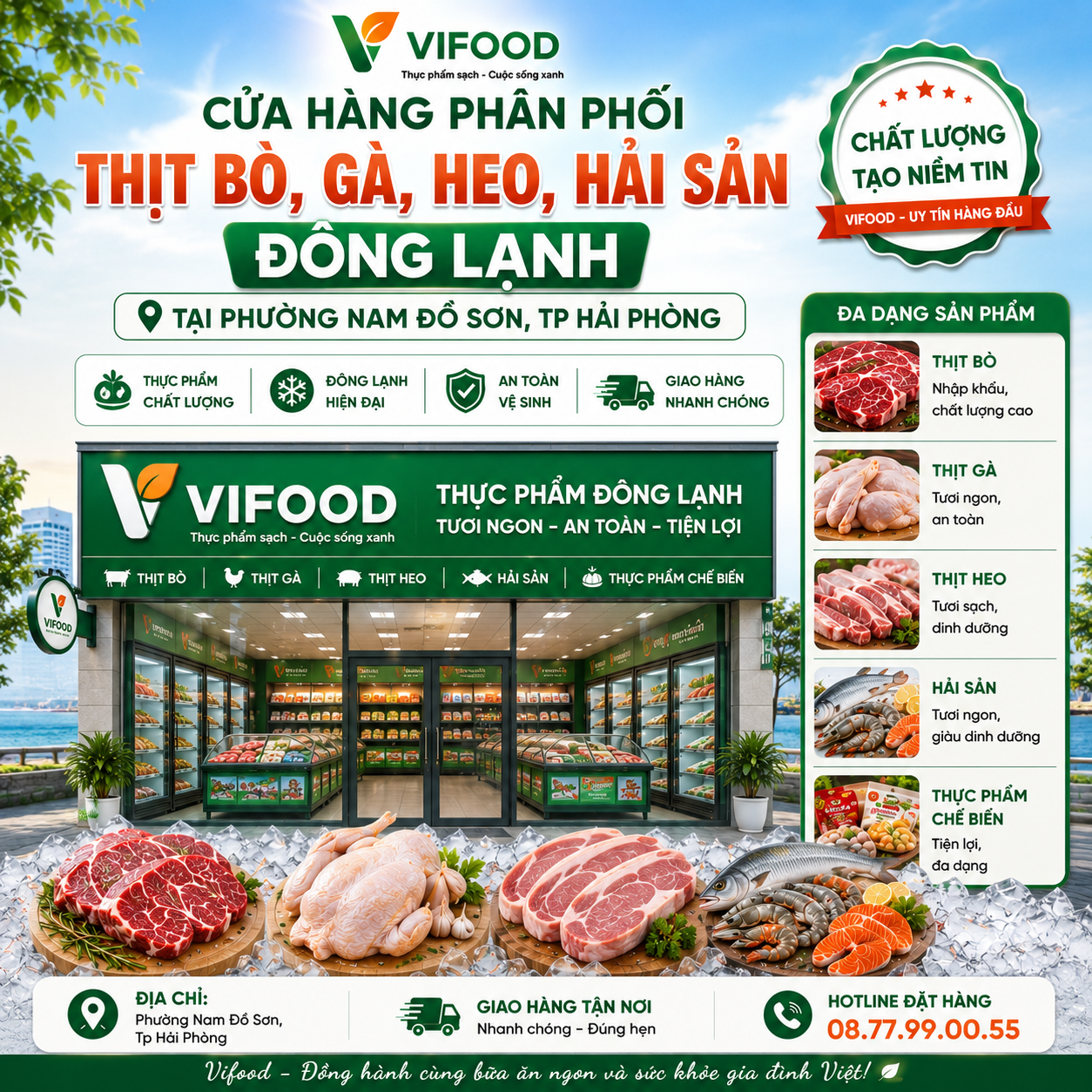 Phân Phối Thịt Bò, Gà, Heo, Hải Sản Đông Lạnh Tại Phường Nam Đồ Sơn, Tp Hải Phòng