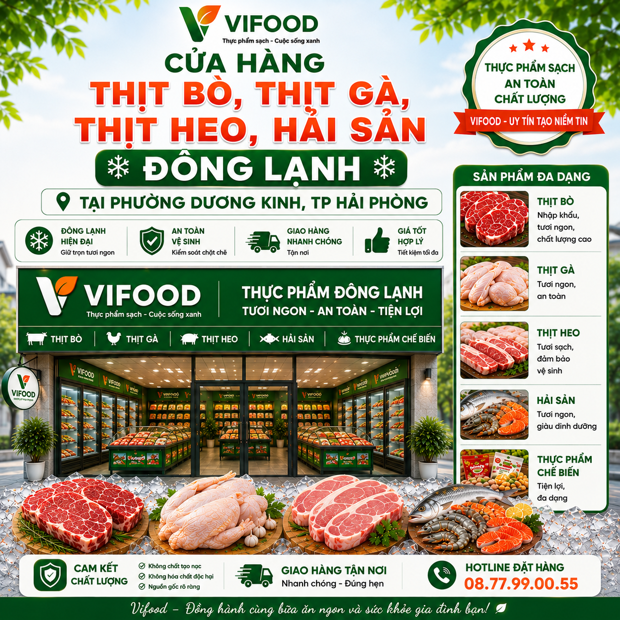Kho Sỉ Thịt Bò, Thịt Gà, Thịt Heo, Hải Sản Đông Lạnh tại Phường Dương Kinh, Thành phố Hải Phòng