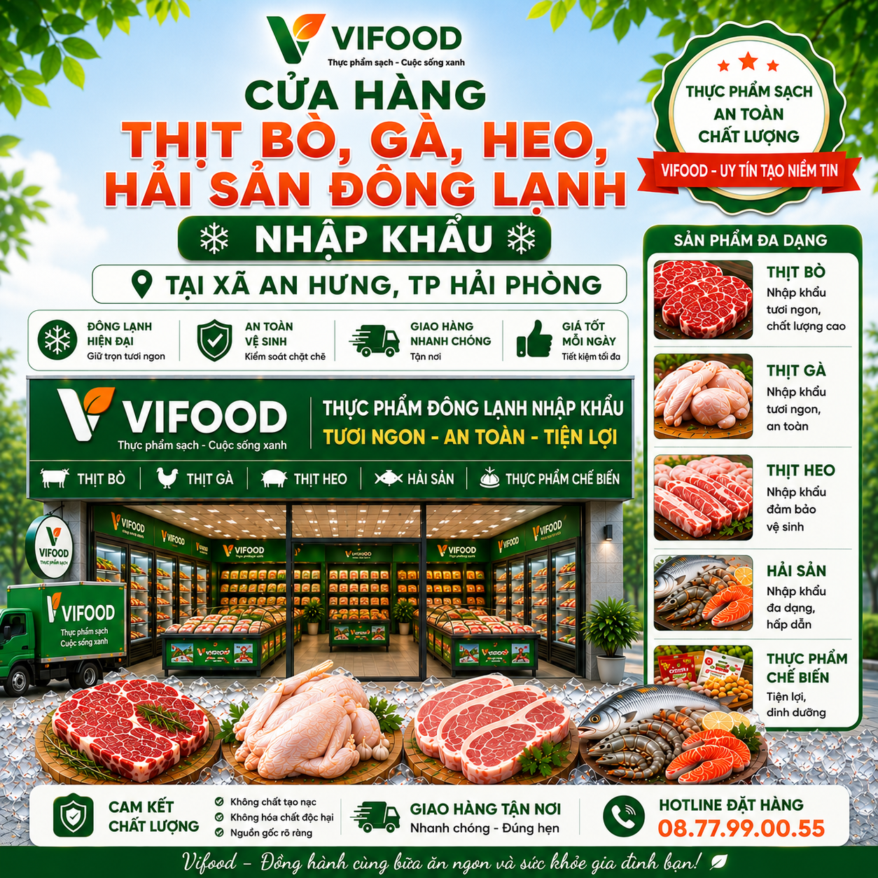 VIFOOD - Thịt Bò, Gà, Heo, Hải Sản Đông Lạnh Nhập Khẩu tại Xã An Hưng, Thành phố Hải Phòng