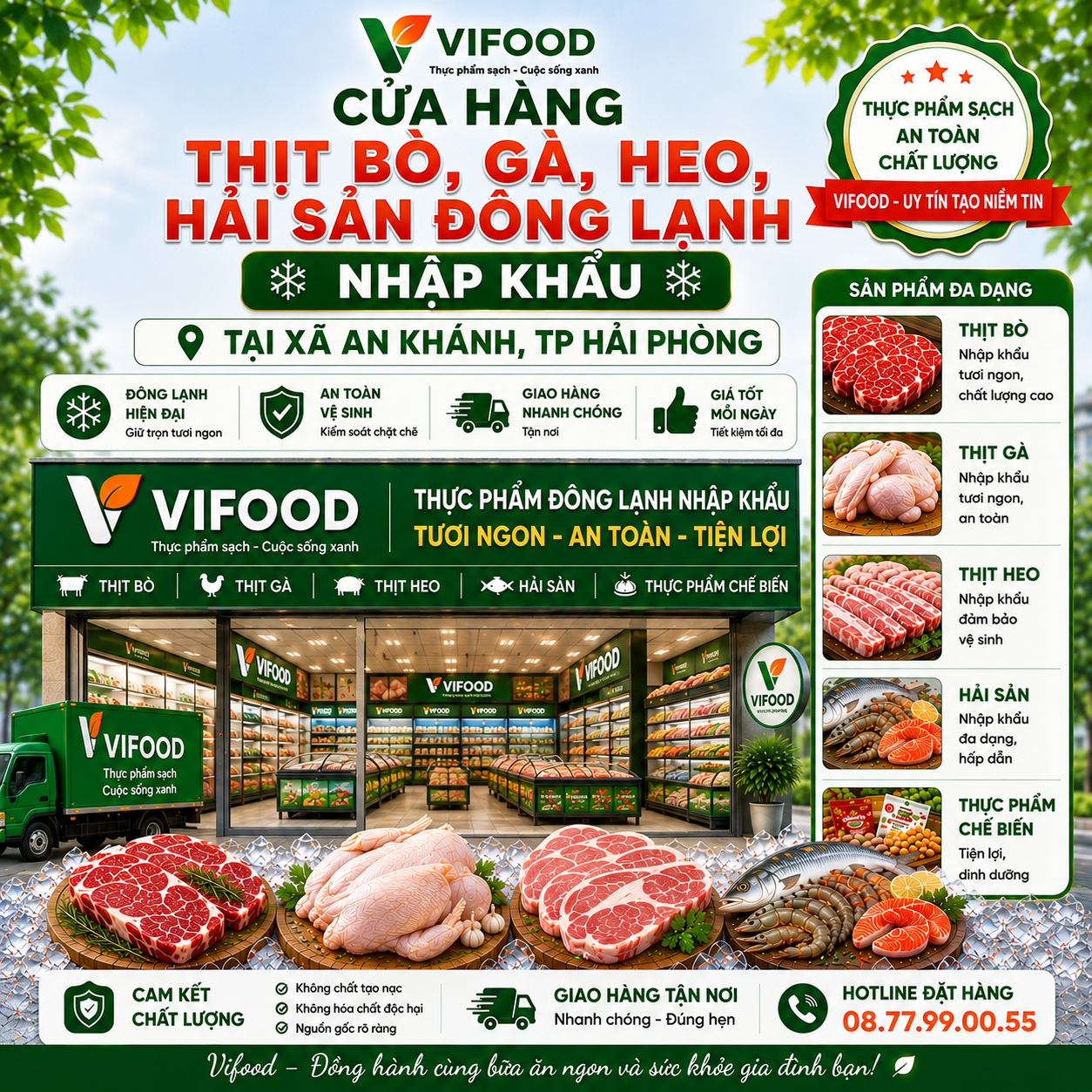 VIFOOD - Thịt Bò, Gà, Heo, Hải Sản Đông Lạnh Nhập Khẩu tại Xã An Khánh, Thành phố Hải Phòng