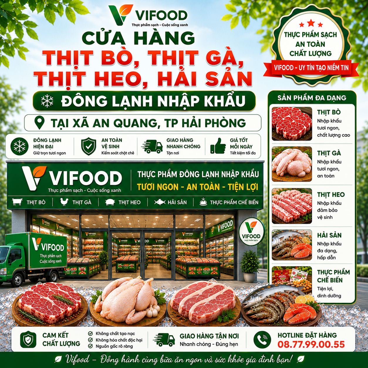 VIFOOD - Thịt Bò, Thịt Gà, Thịt Heo, Hải Sản Đông Lạnh Nhập Khẩu tại Xã An Quang, Thành phố Hải Phòng
