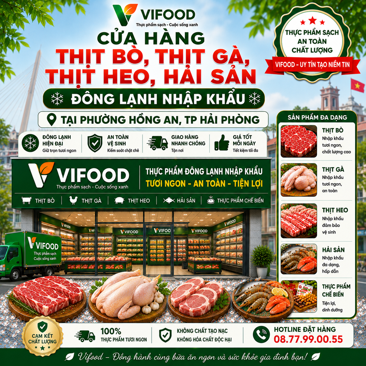 VIFOOD – Thịt Bò, Thịt Gà, Thịt Heo, Hải Sản Đông Lạnh tại Phường Hồng An, Thành phố Hải Phòng