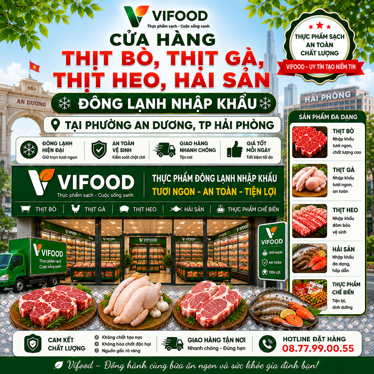 VIFOOD – Thịt Bò, Thịt Gà, Thịt Heo, Hải Sản Đông Lạnh tại Phường An Dương, Thành phố Hải Phòng