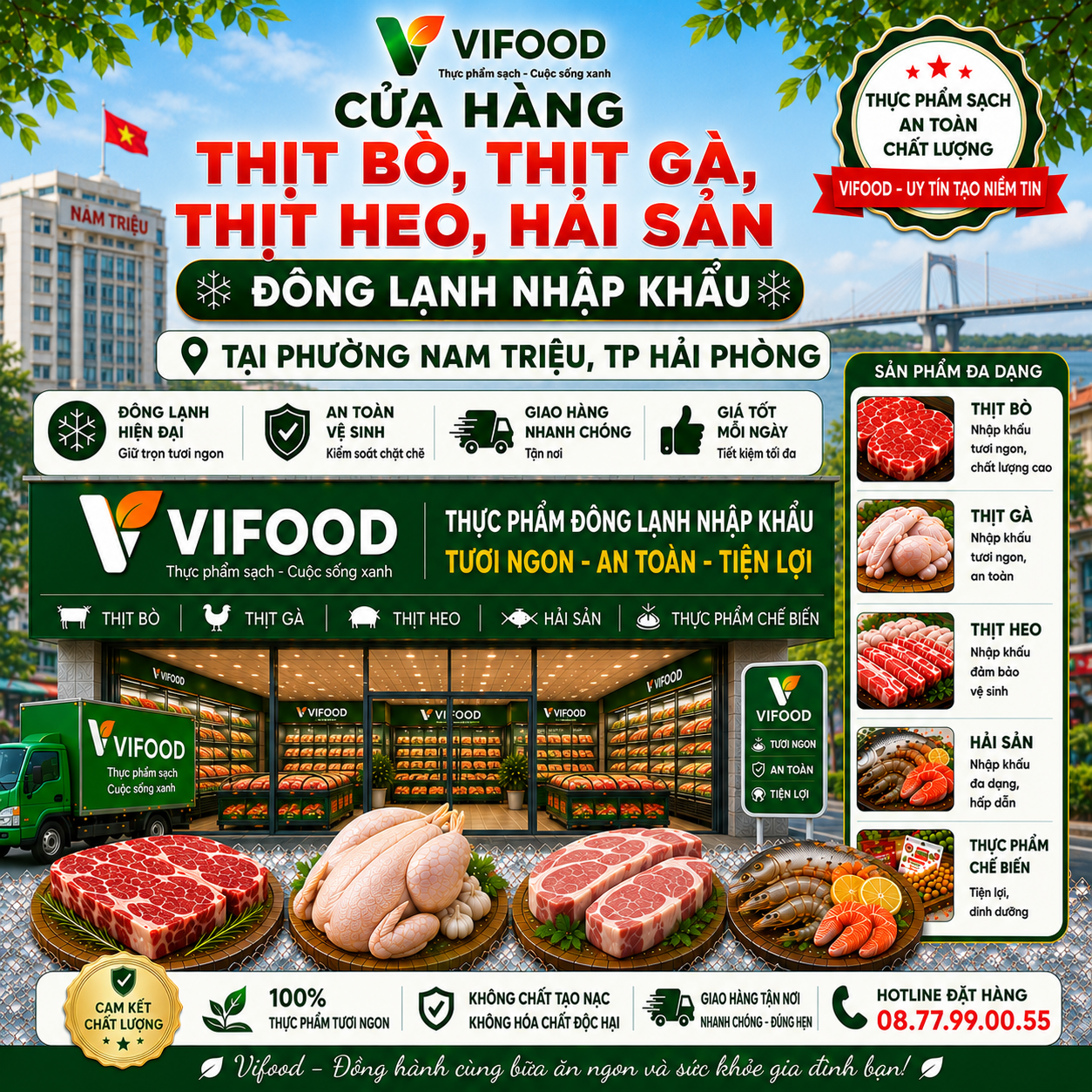 VIFOOD – Thịt Bò, Thịt Gà, Thịt Heo, Hải Sản Đông Lạnh tại Phường Nam Triệu, Thành phố Hải Phòng