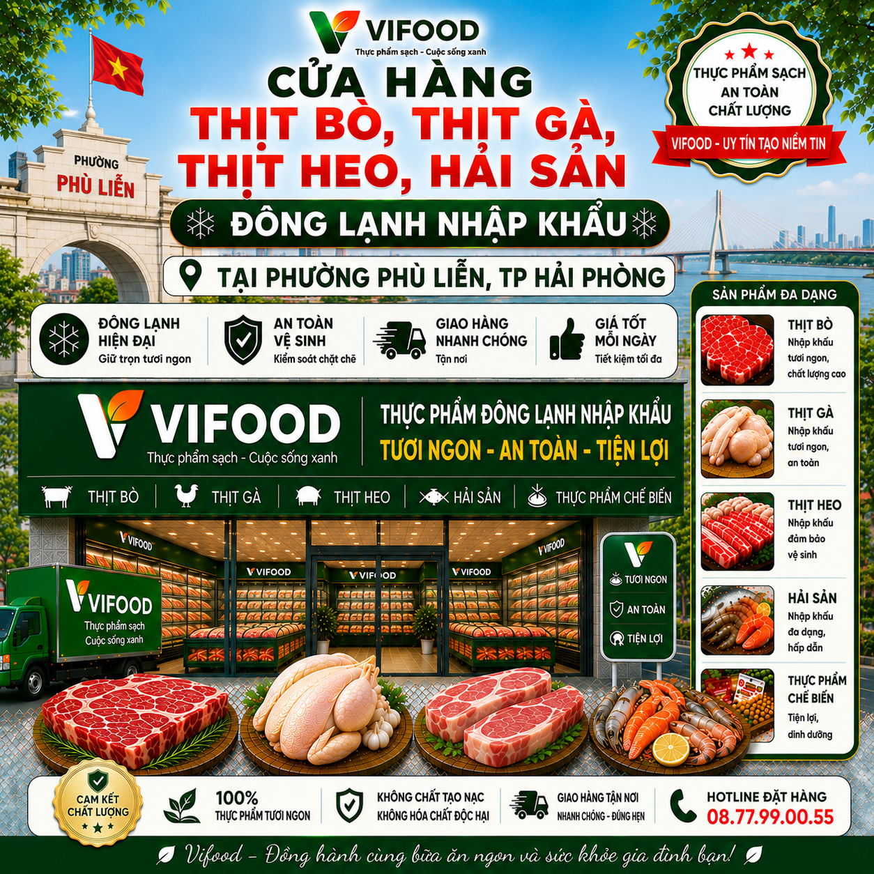  Thịt Bò, Thịt Gà, Thịt Heo, Hải Sản Đông Lạnh tại Phường Phù Liễn, Thành phố Hải Phòng