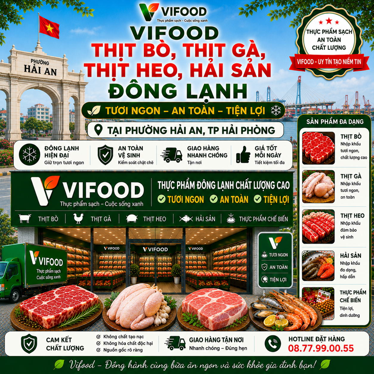 VIFOOD – Thịt Bò, Thịt Gà, Thịt Heo, Hải Sản Đông Lạnh tại Phường Hải An, Thành phố Hải Phòng