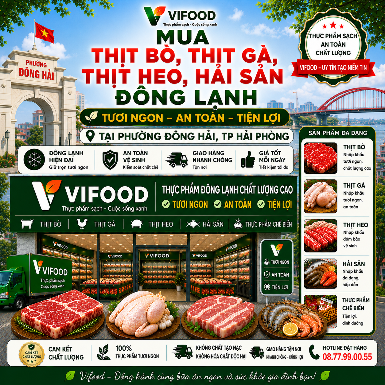 Mua Thịt Bò, Thịt Gà, Thịt Heo, Hải Sản Đông Lạnh tại Phường Đông Hải, Thành phố Hải Phòng
