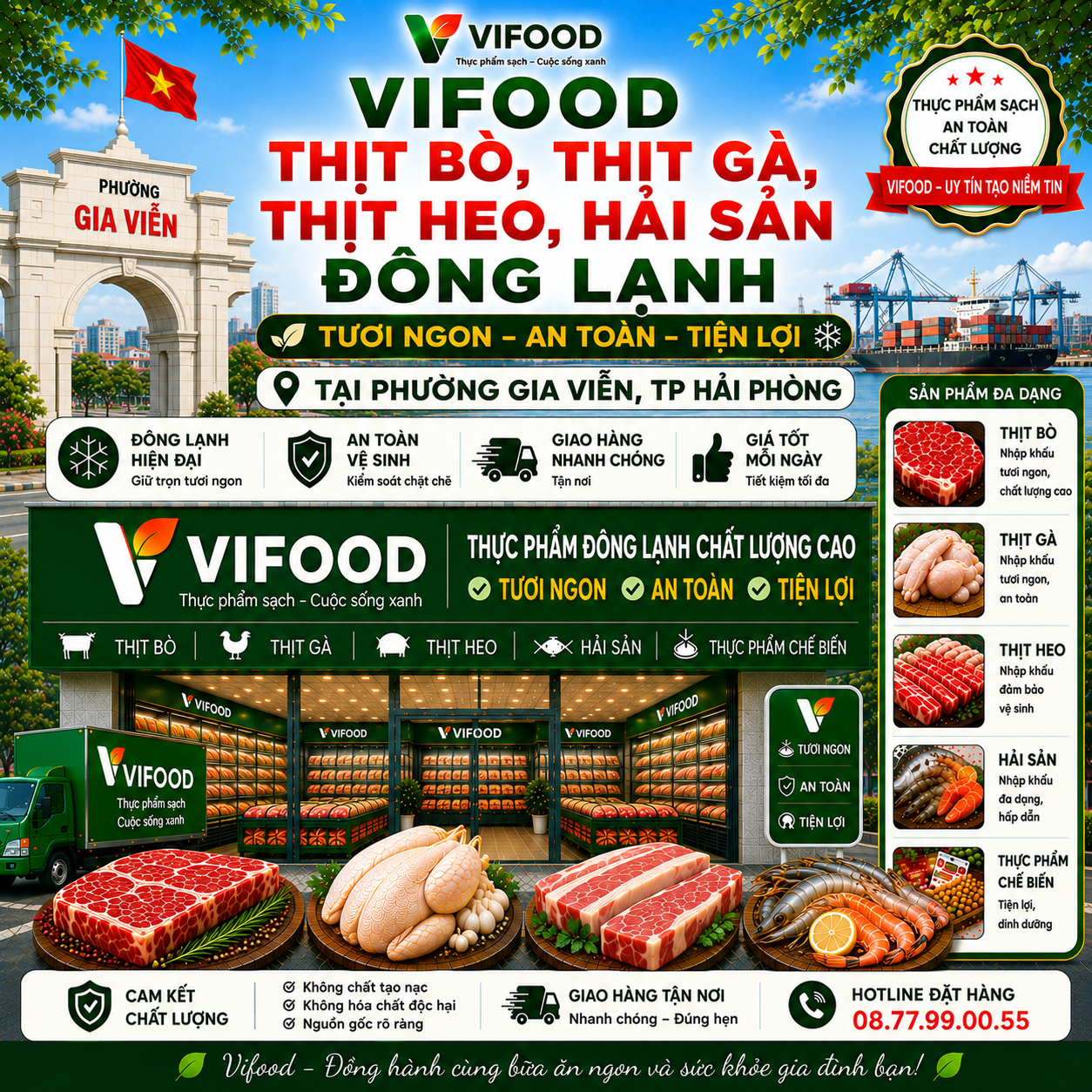 VIFOOD – Thịt Bò, Thịt Gà, Thịt Heo, Hải Sản Đông Lạnh tại Phường Gia Viễn, Thành phố Hải Phòng