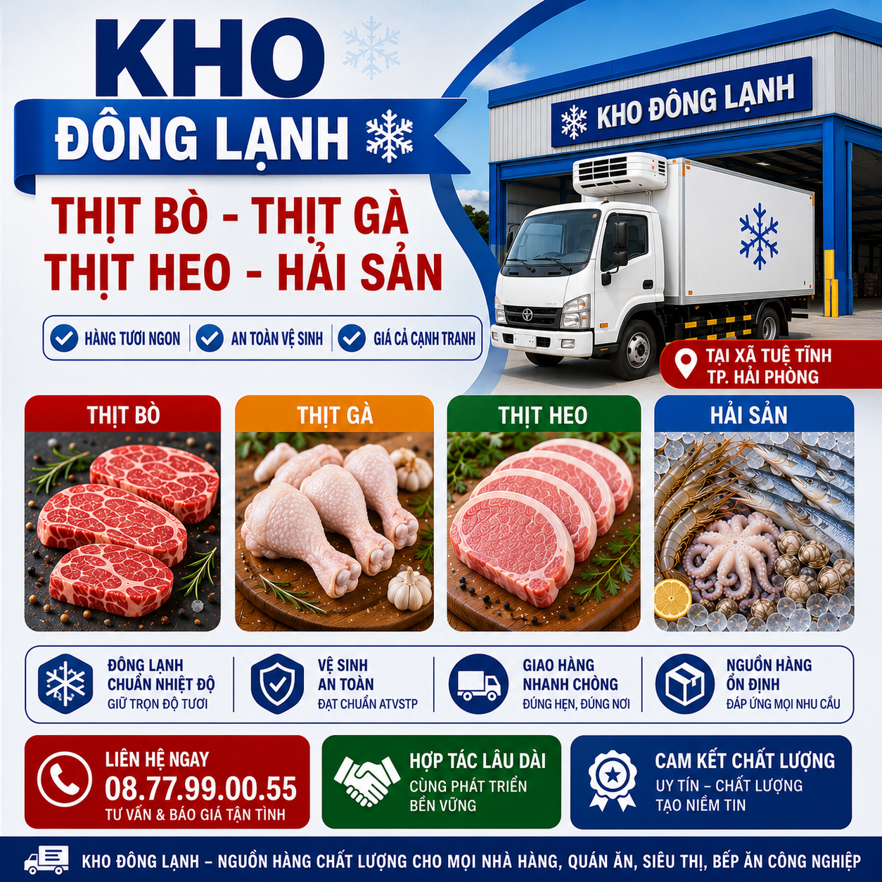  Kho Thịt Bò, Thịt Gà, Thịt Heo, Hải Sản Đông Lạnh tại Xã Tuệ Tĩnh, Thành phố Hải Phòng