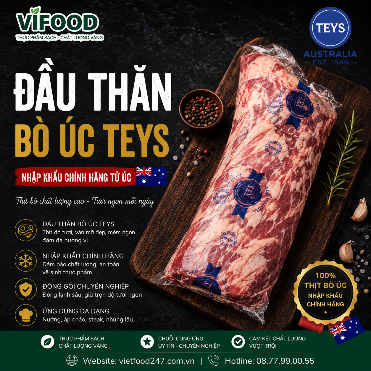 Đầu thăn bò Úc Teys