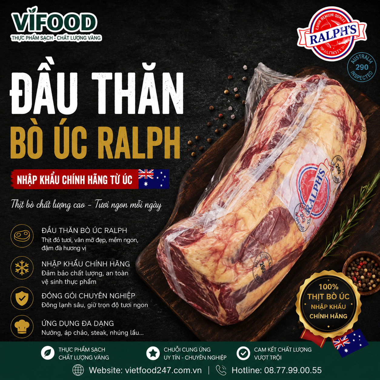 Đầu thăn bò Úc Ralph