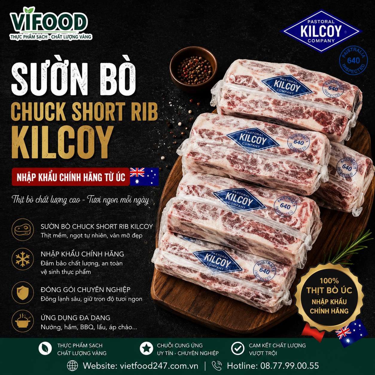 Sườn Bò Chuck Short Rib Kilcoy