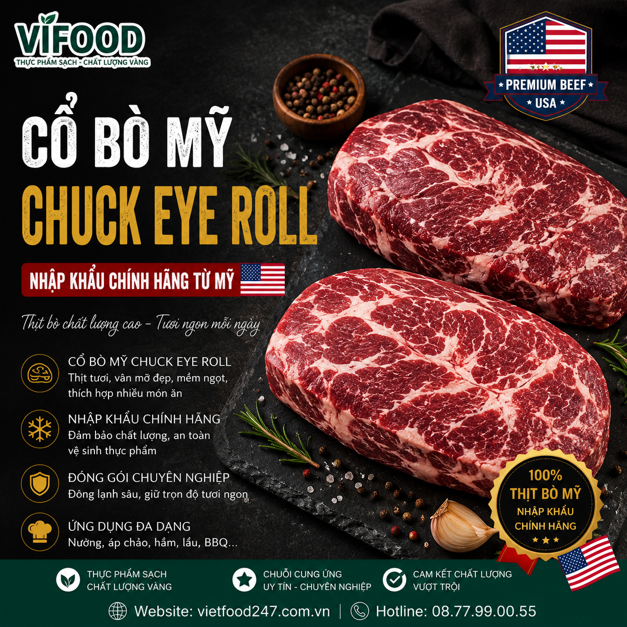 Cổ bò Mỹ Chuck Eye Roll