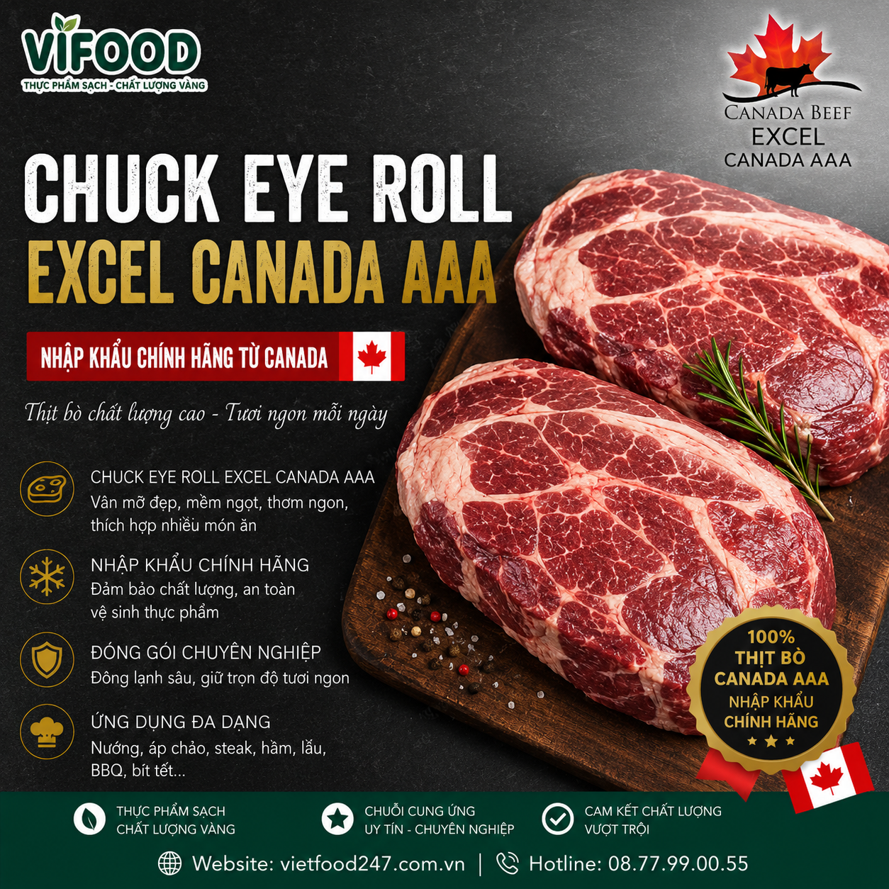 Chuck Eye Roll bò Excel Canada AAA