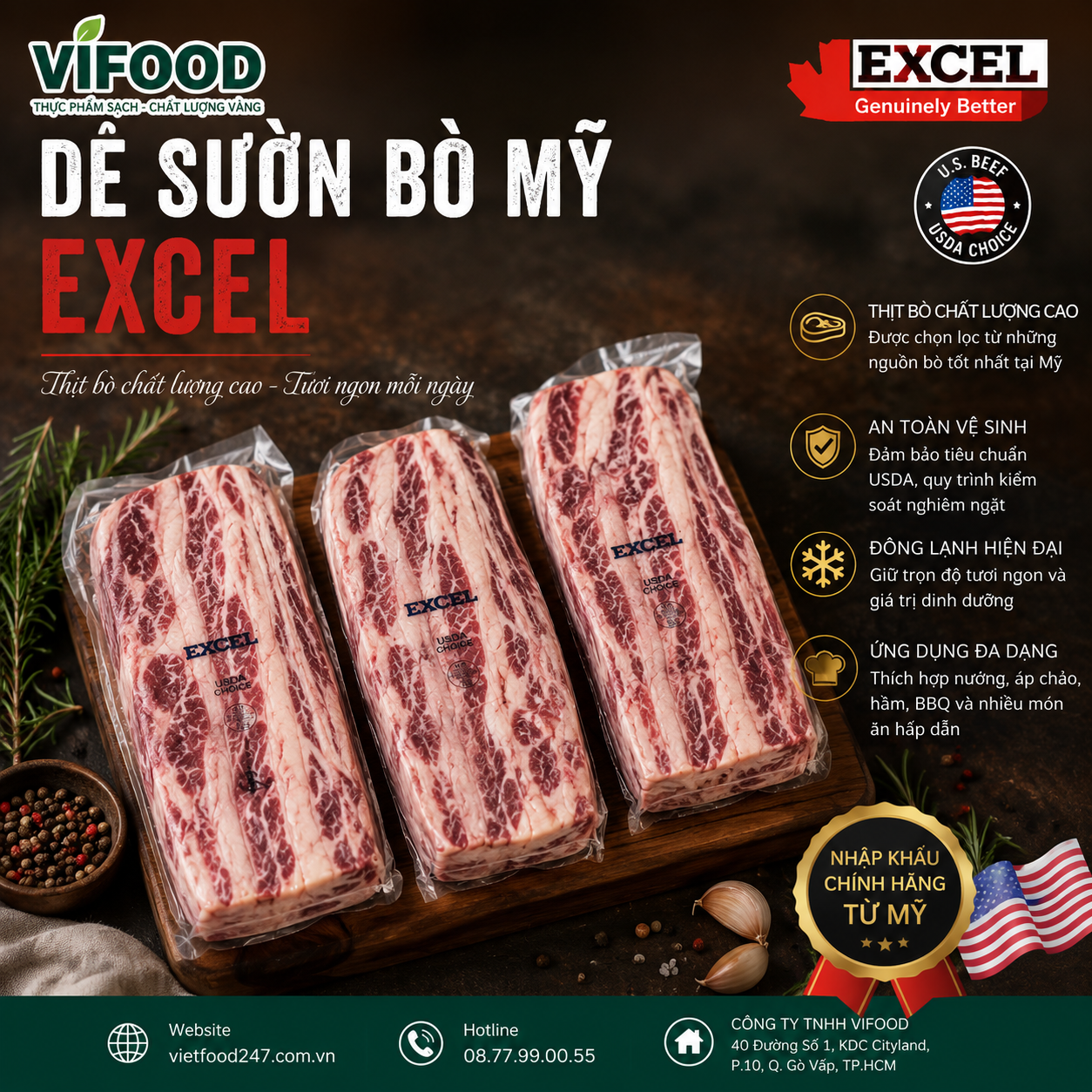 Dẻ sườn bò Mỹ Excel