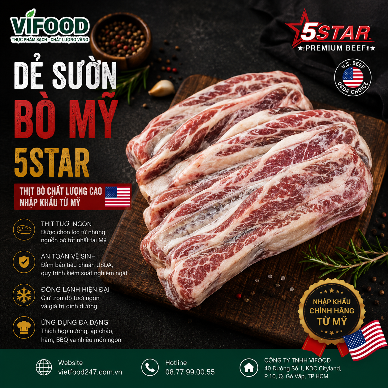 Dẻ sườn bò Mỹ 5Star