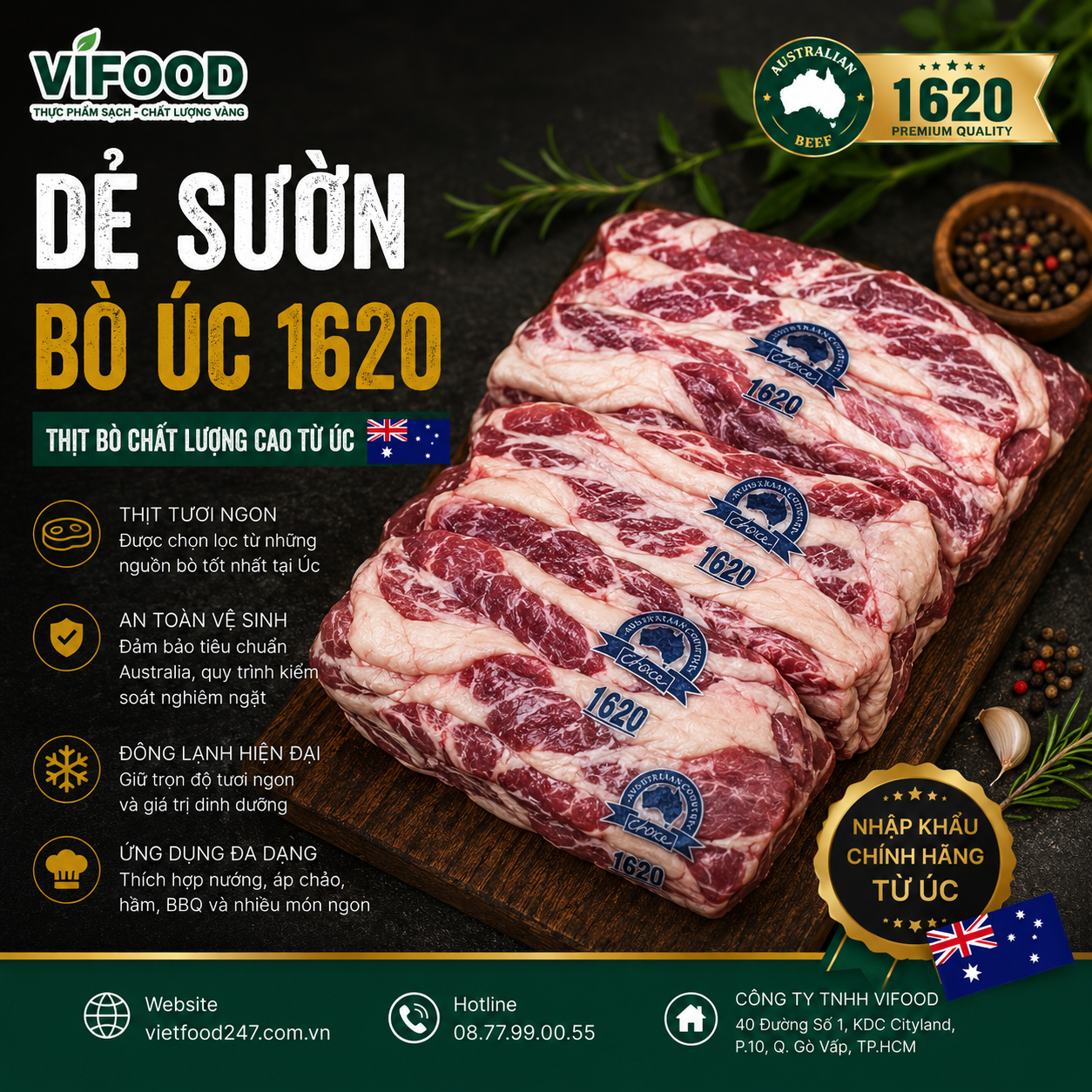 Dẻ sườn bò Úc 1620