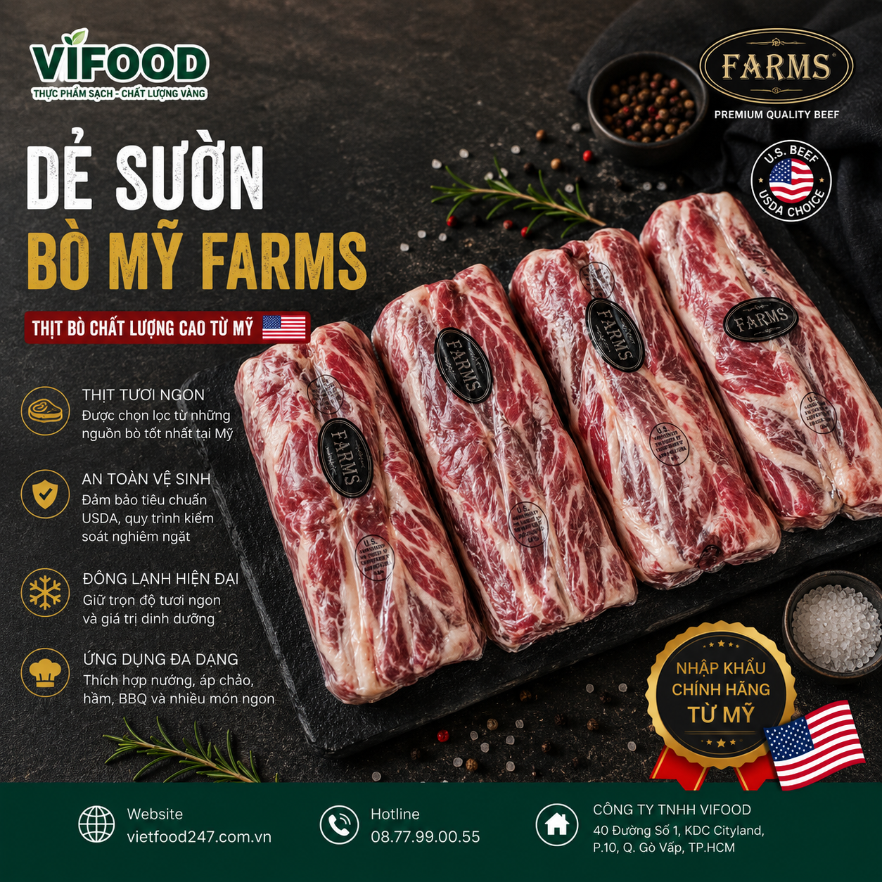 Dẻ sườn bò Mỹ Farms
