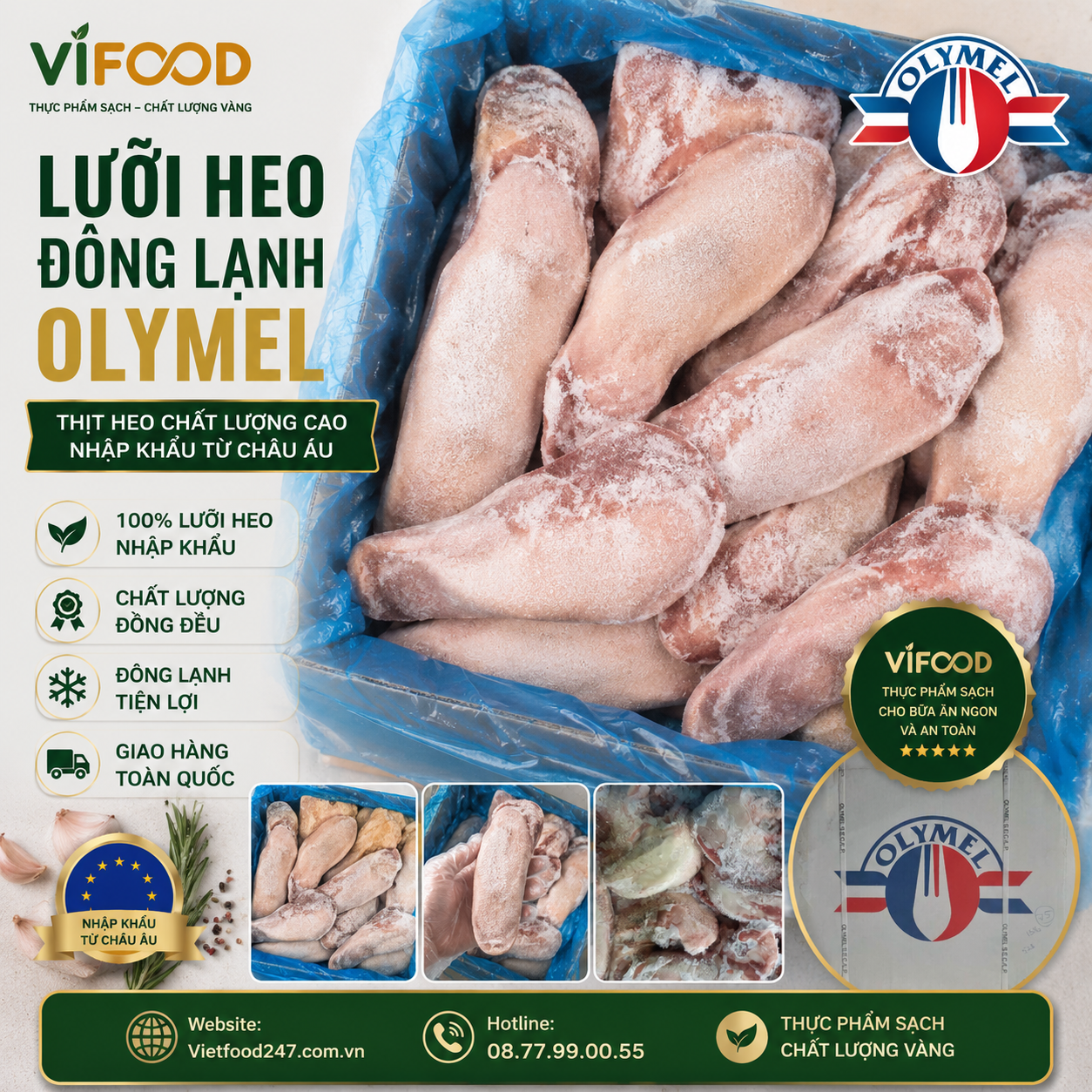 Lưỡi heo đông lạnh Olymel