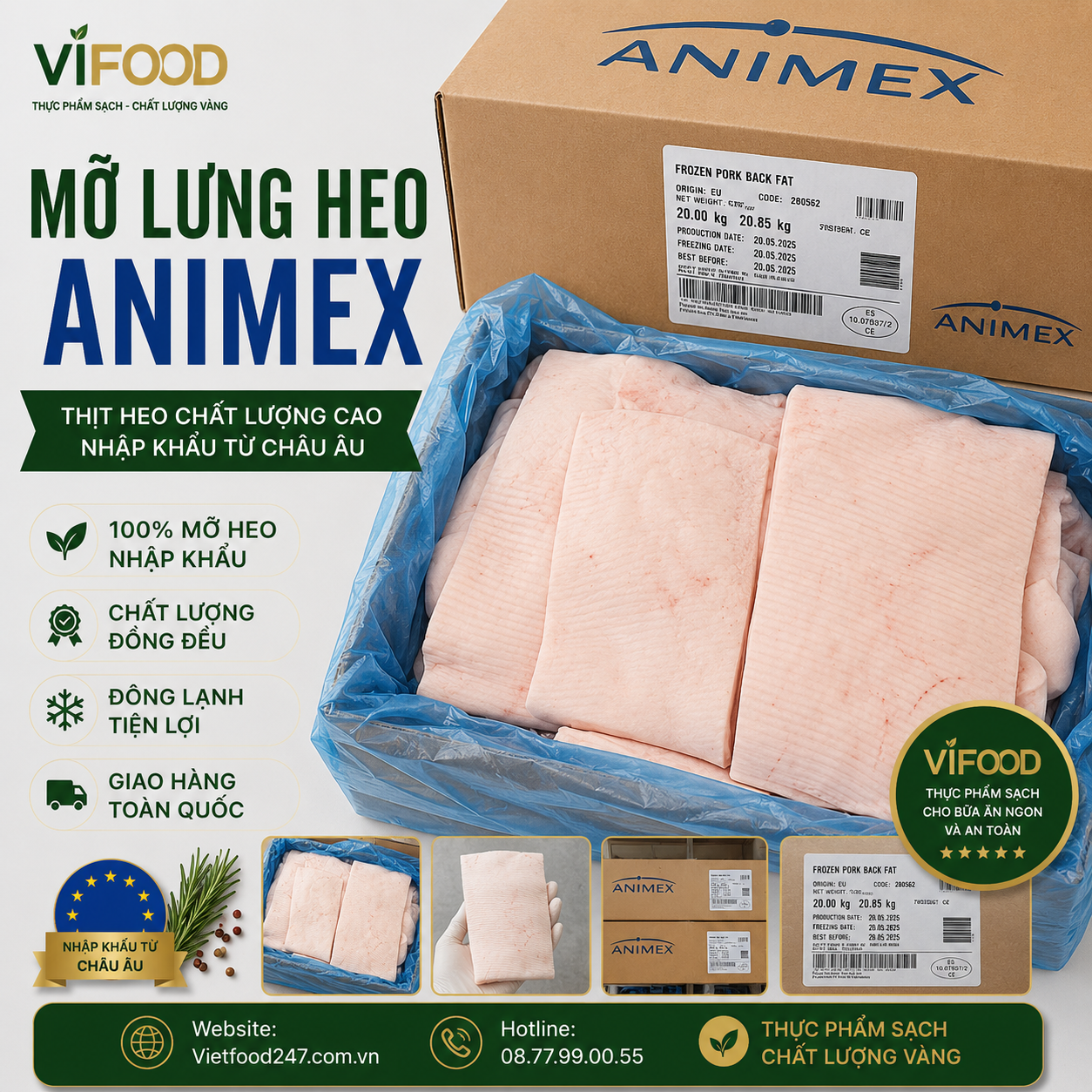 Mỡ lưng heo Animex
