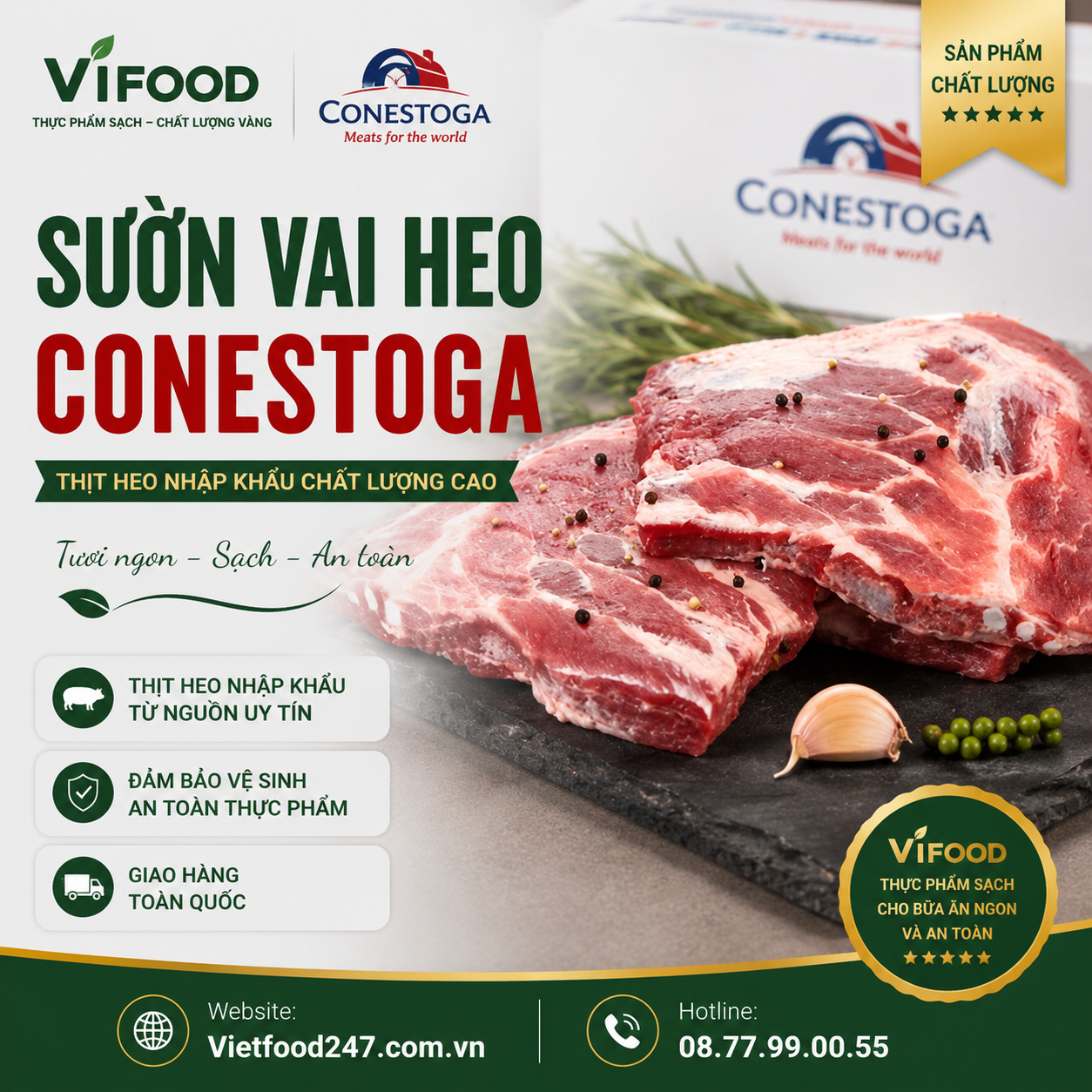 Sườn vai heo Conestoga