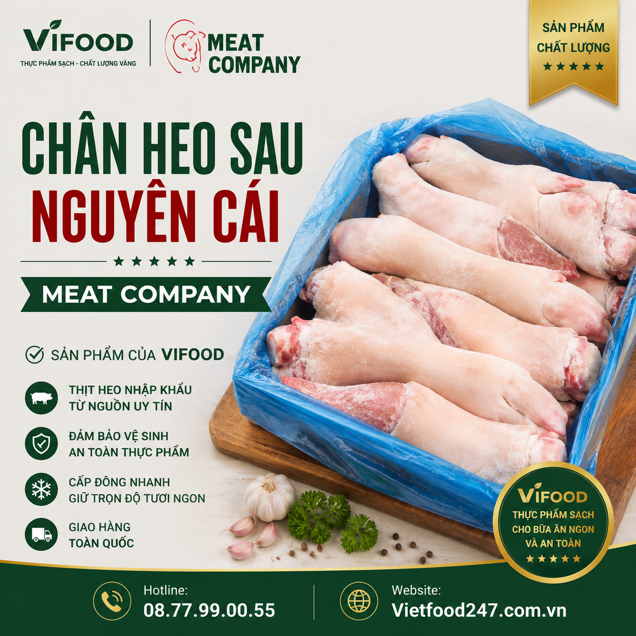 Chân heo sau nguyên cái Meat Company