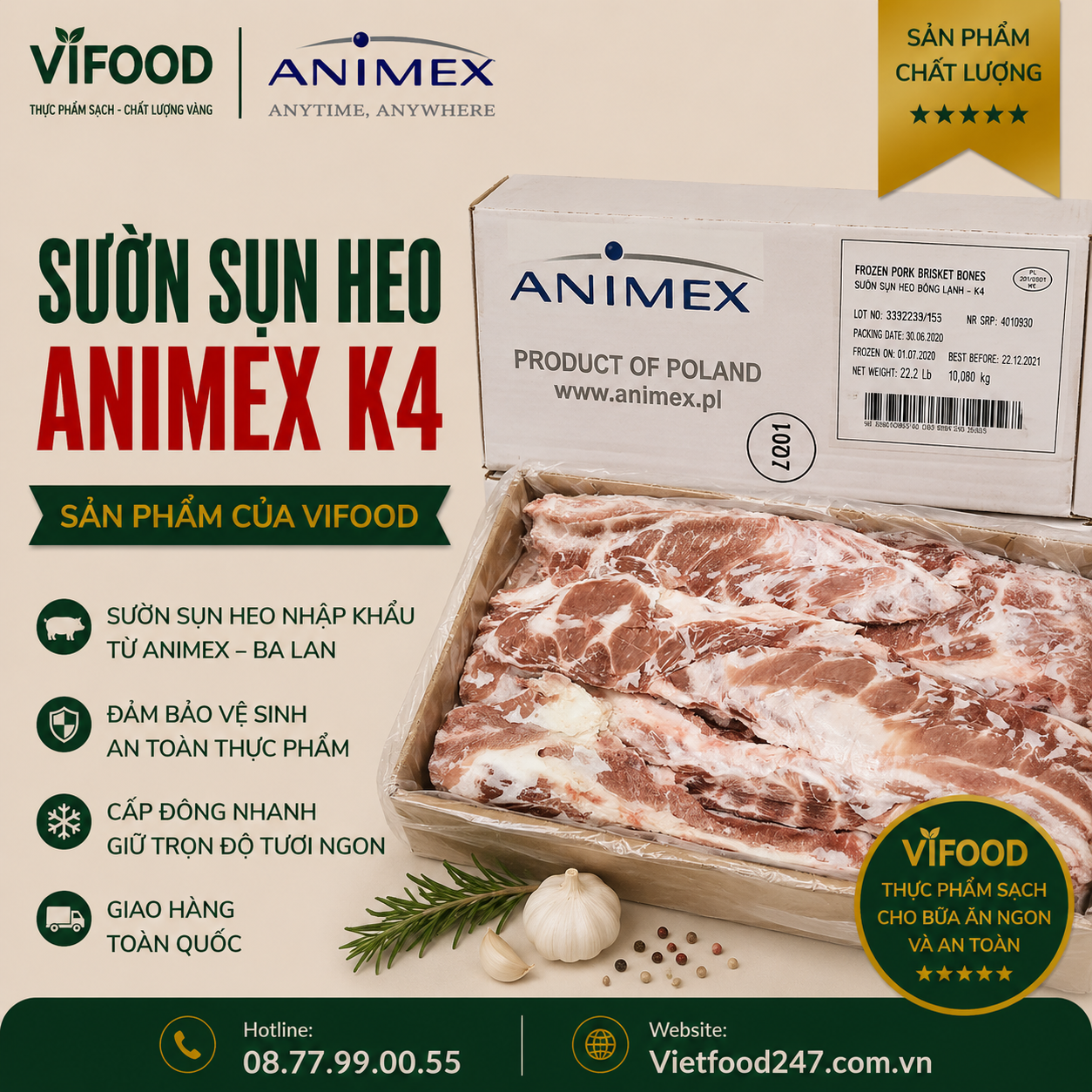 Sườn sụn heo Animex K4