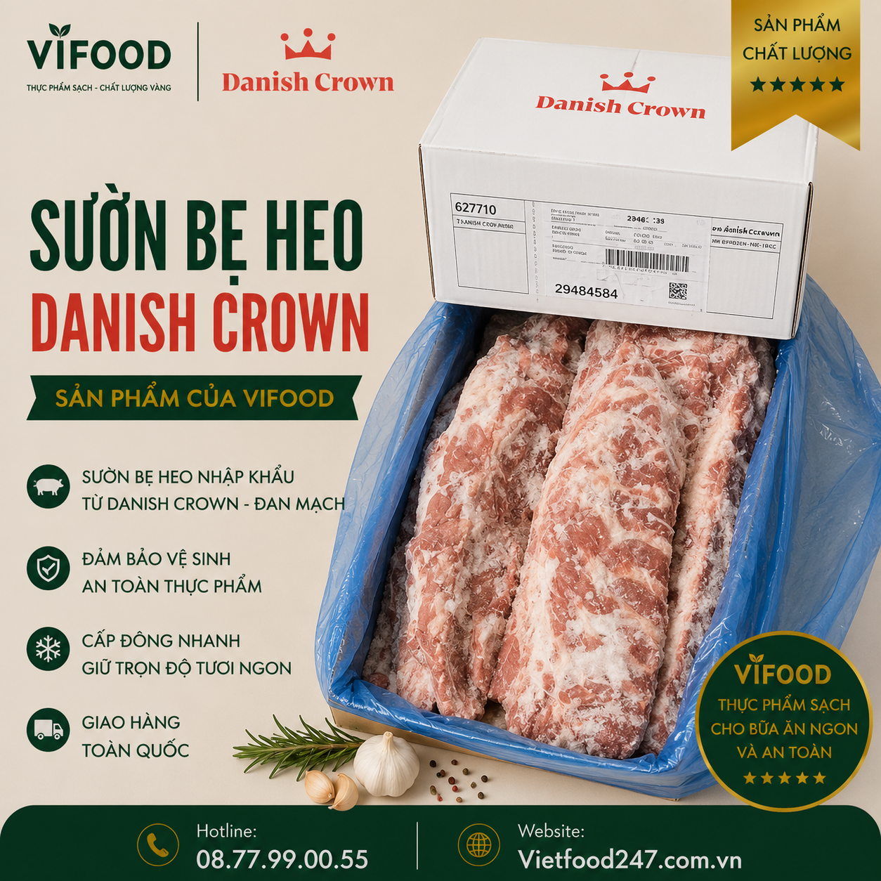 Sườn bẹ heo Danish Crown