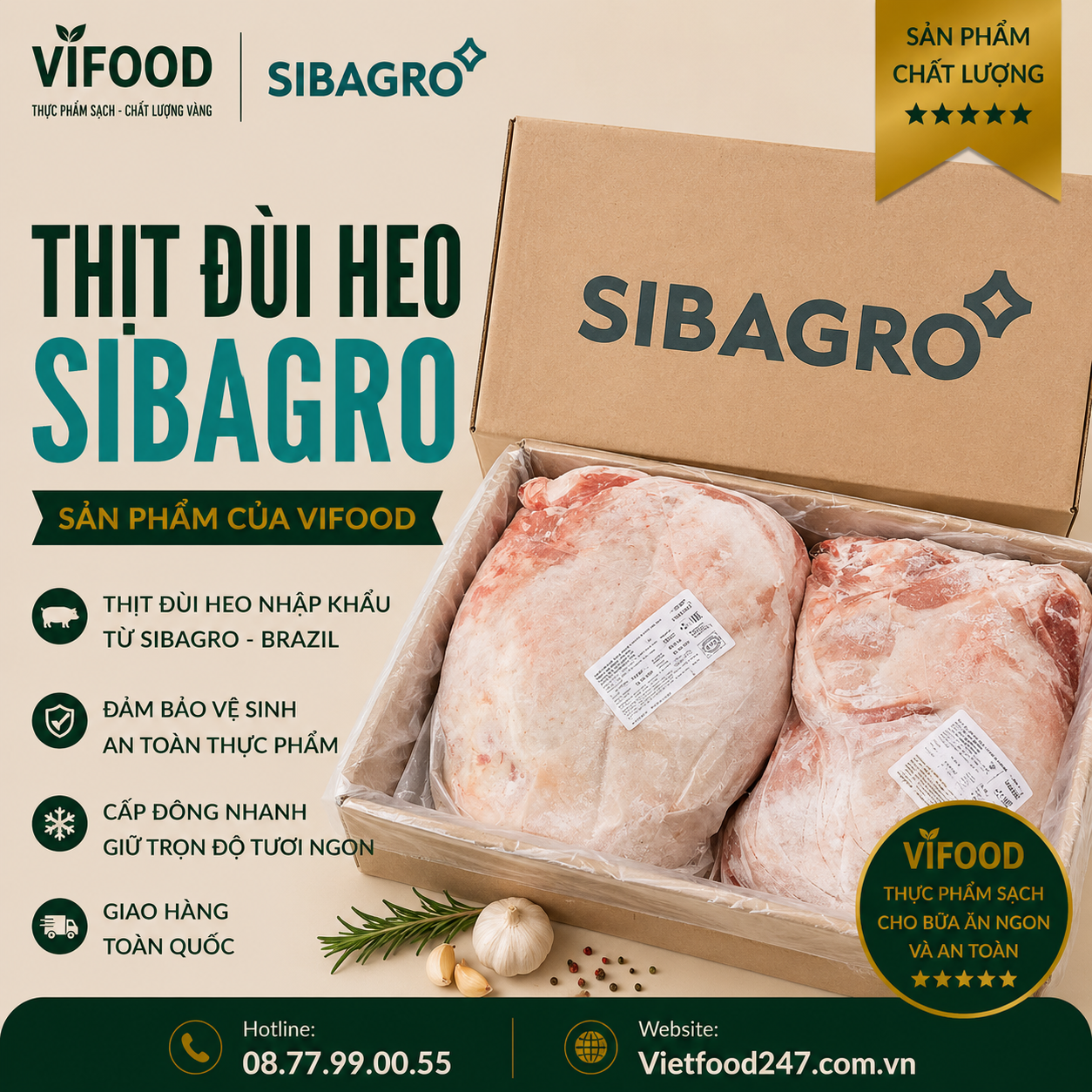 Thịt đùi heo Sibagro
