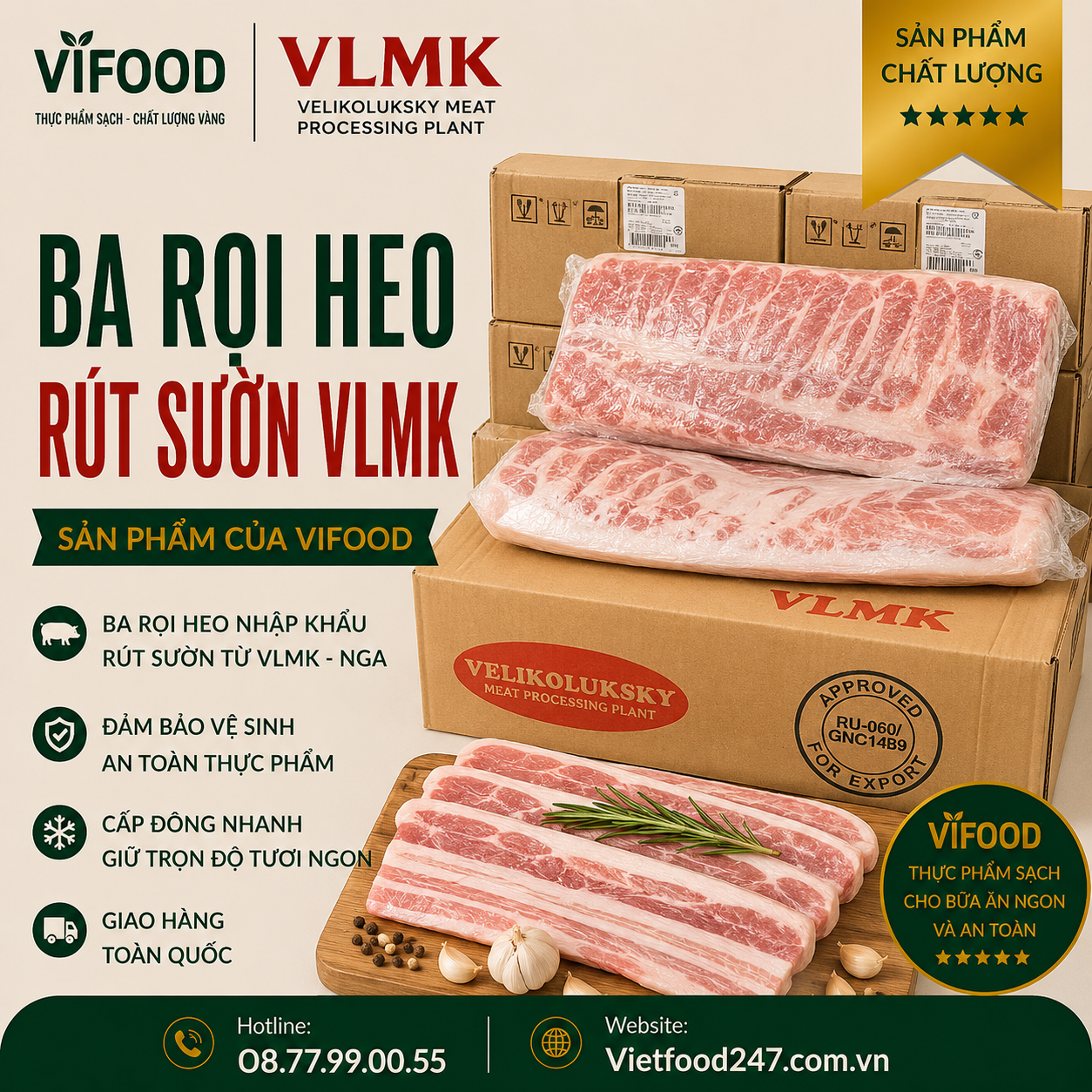 Ba rọi heo rút sườn VLMK