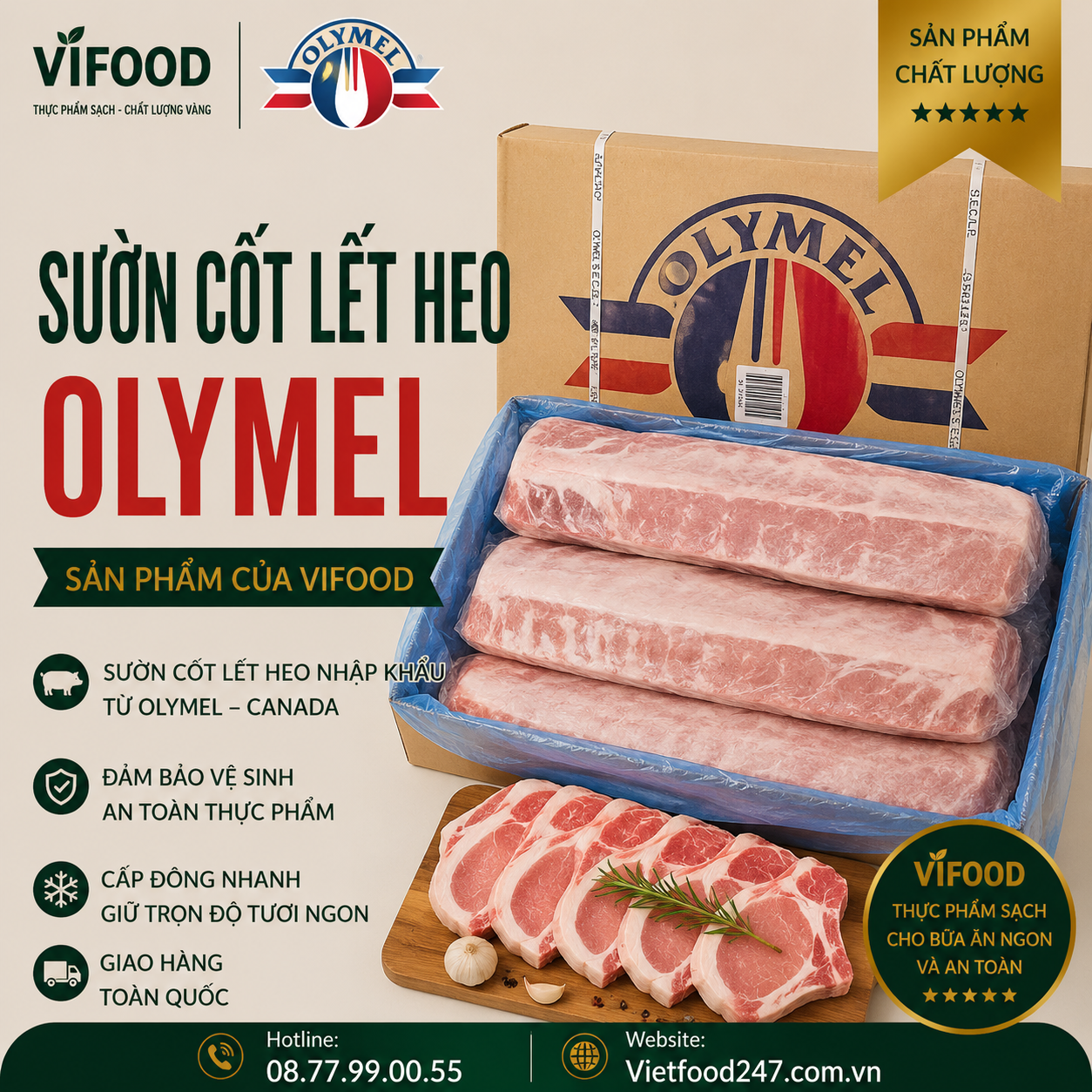Sườn cốt lết heo Olymel