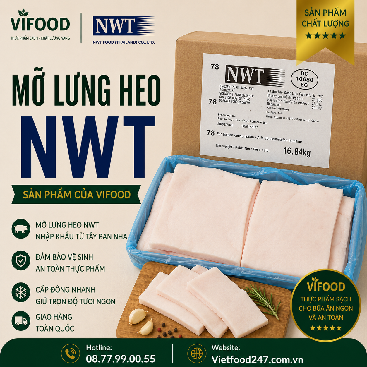 Mỡ lưng heo NWT