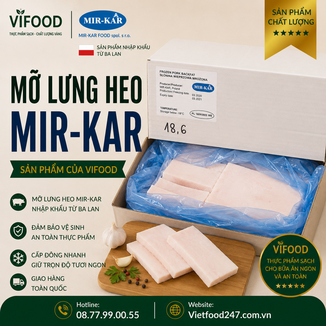 Mỡ lưng heo Mir Kar
