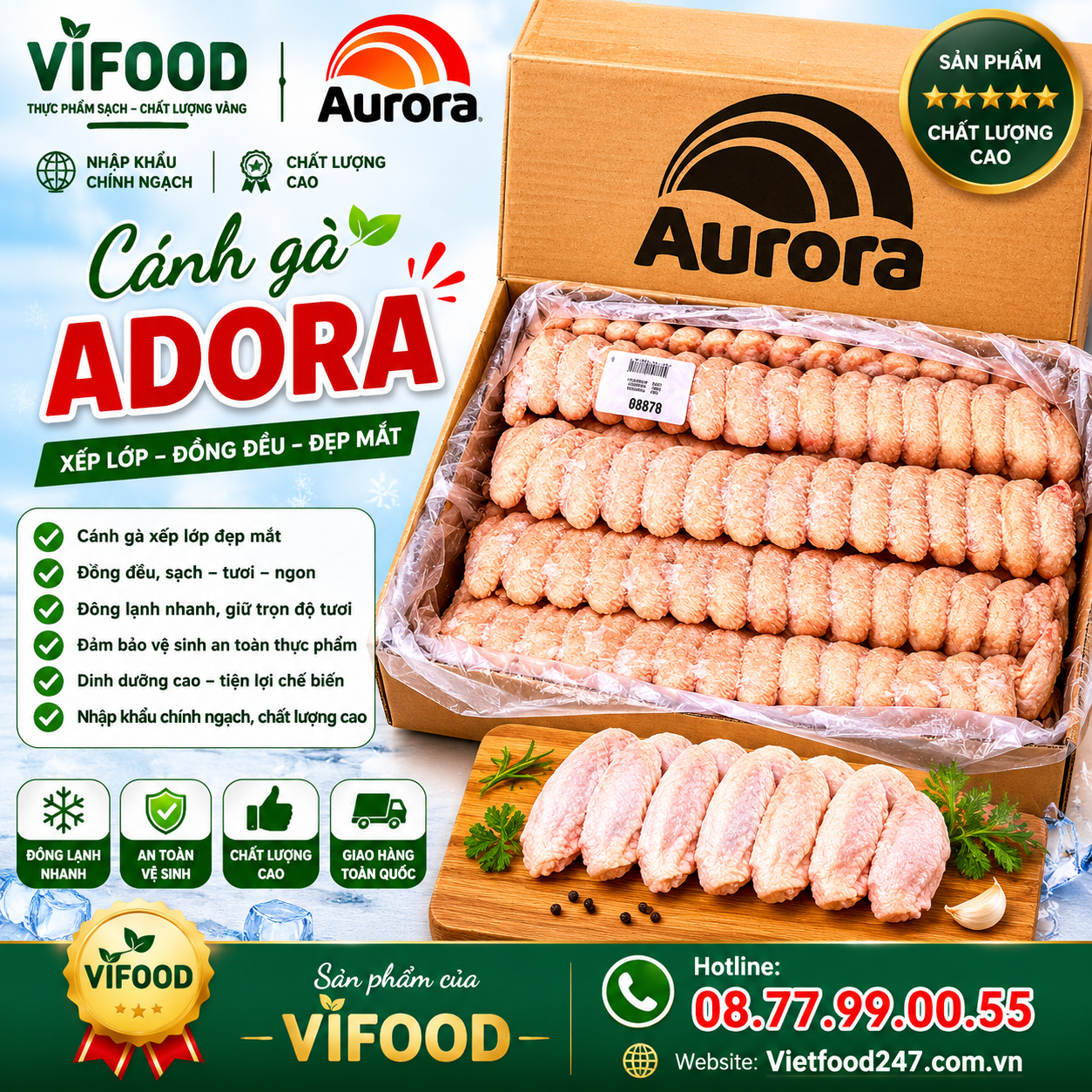 Cánh gà xếp lớp Adoro