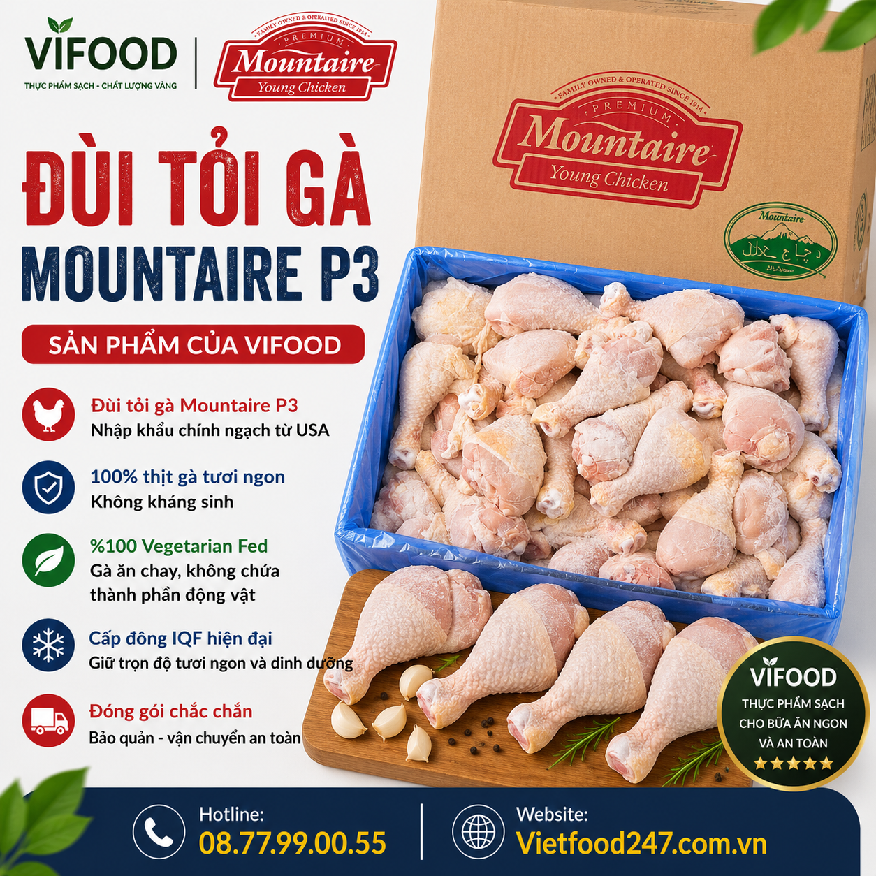 Đùi tỏi gà Mountaire P3
