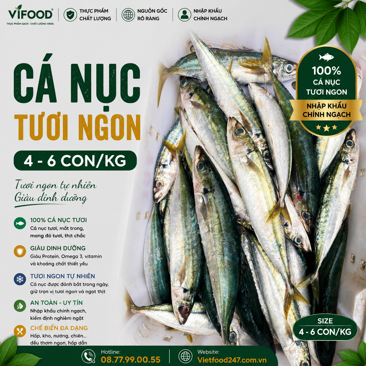 Cá nục tươi 4-6 con/kg