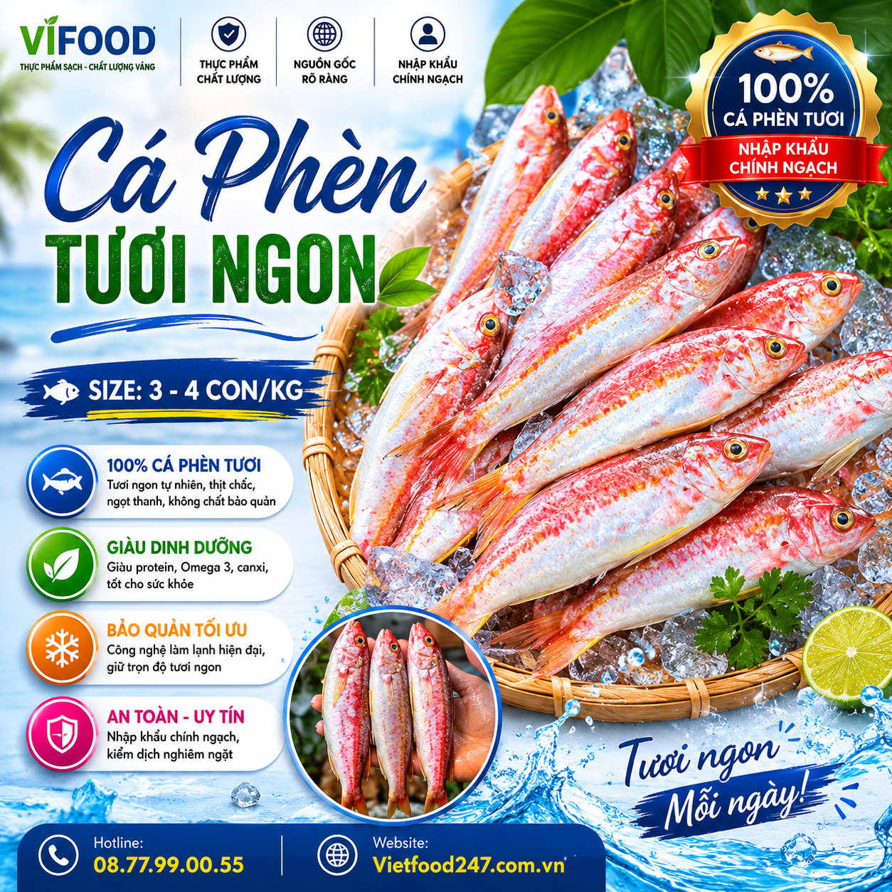 Cá phèn tươi 3-4 con/kg