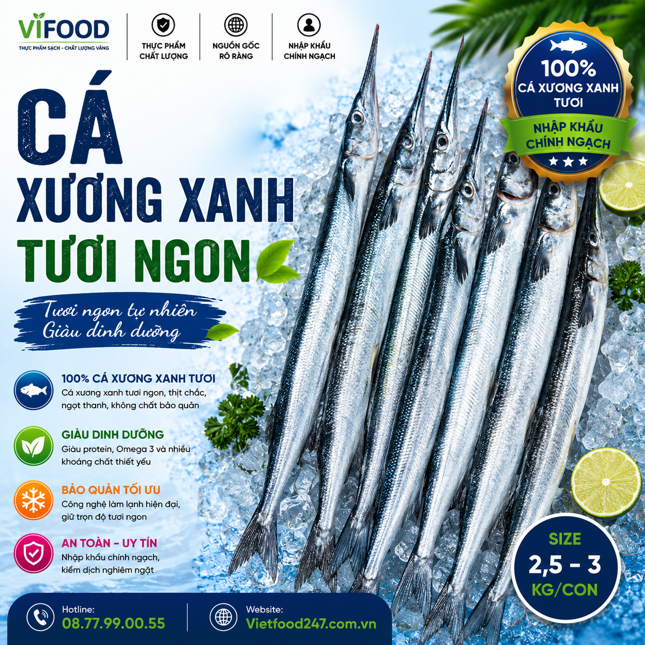Cá xương xanh tươi 2,5-3 kg/con