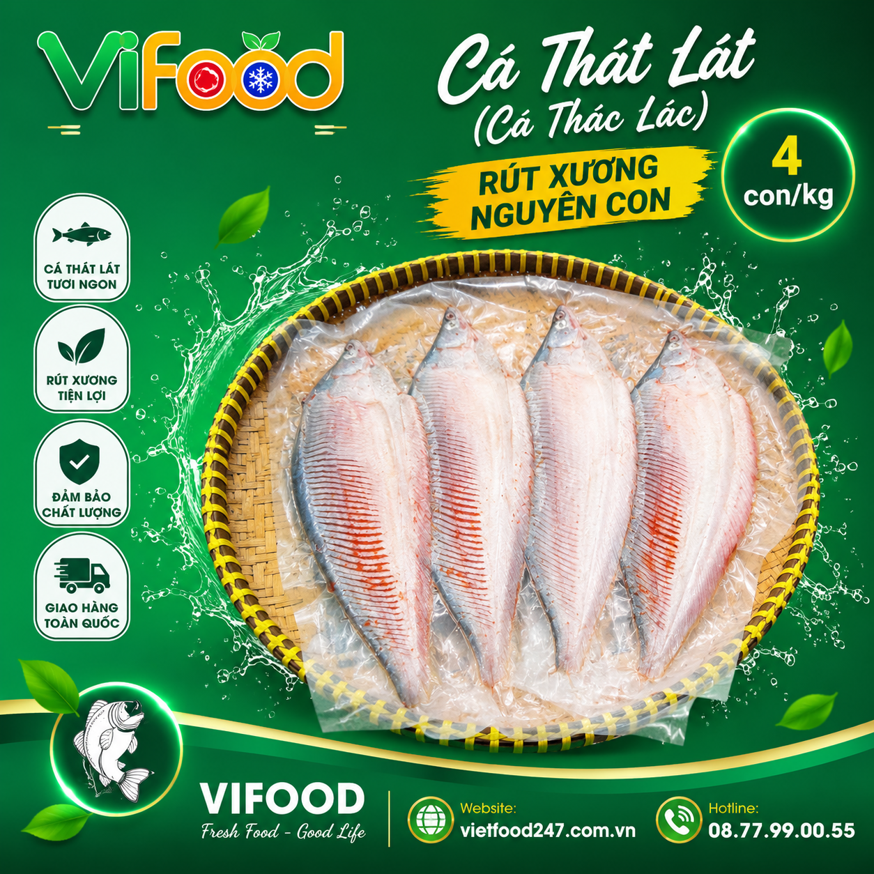 Cá thát lát (cá thác lác) rút xương nguyên con 4 con/kg