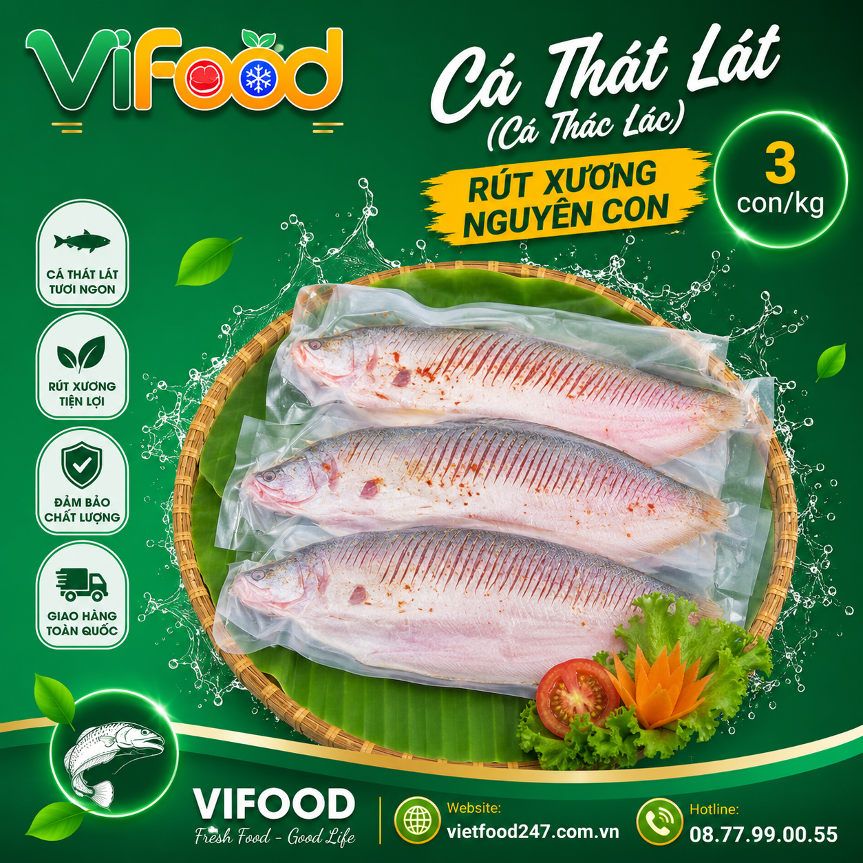 Cá thát lát (cá thác lác) rút xương nguyên con 3 con/kg