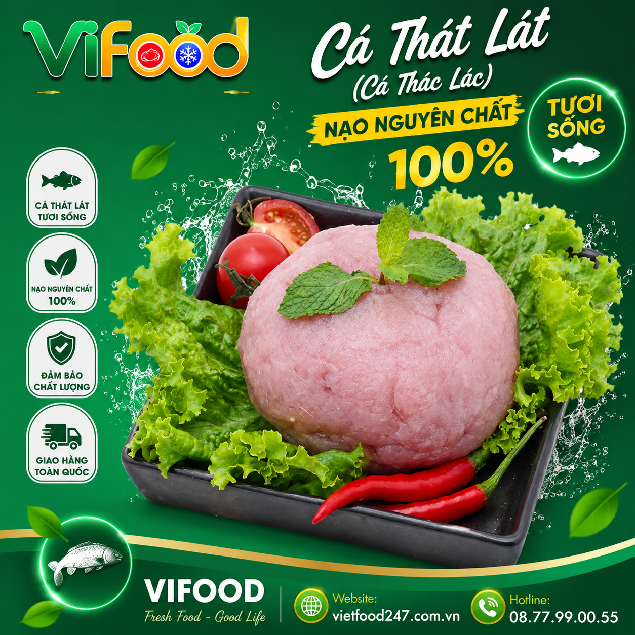  Cá thát lát (cá thác lác) tươi sống nạo nguyên chất 100%