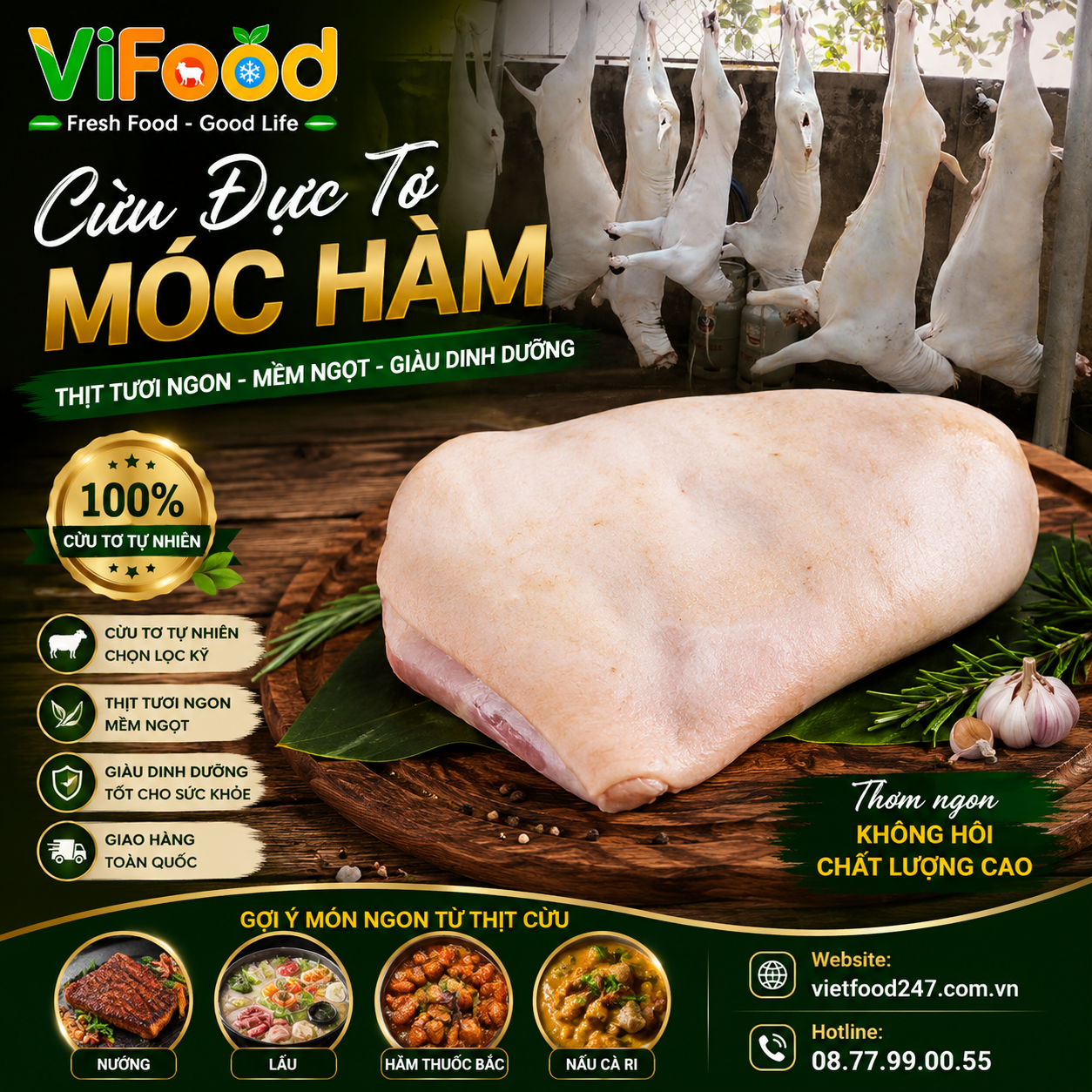 Cừu đực tơ móc hàm ( Bỏ Đầu Chân )