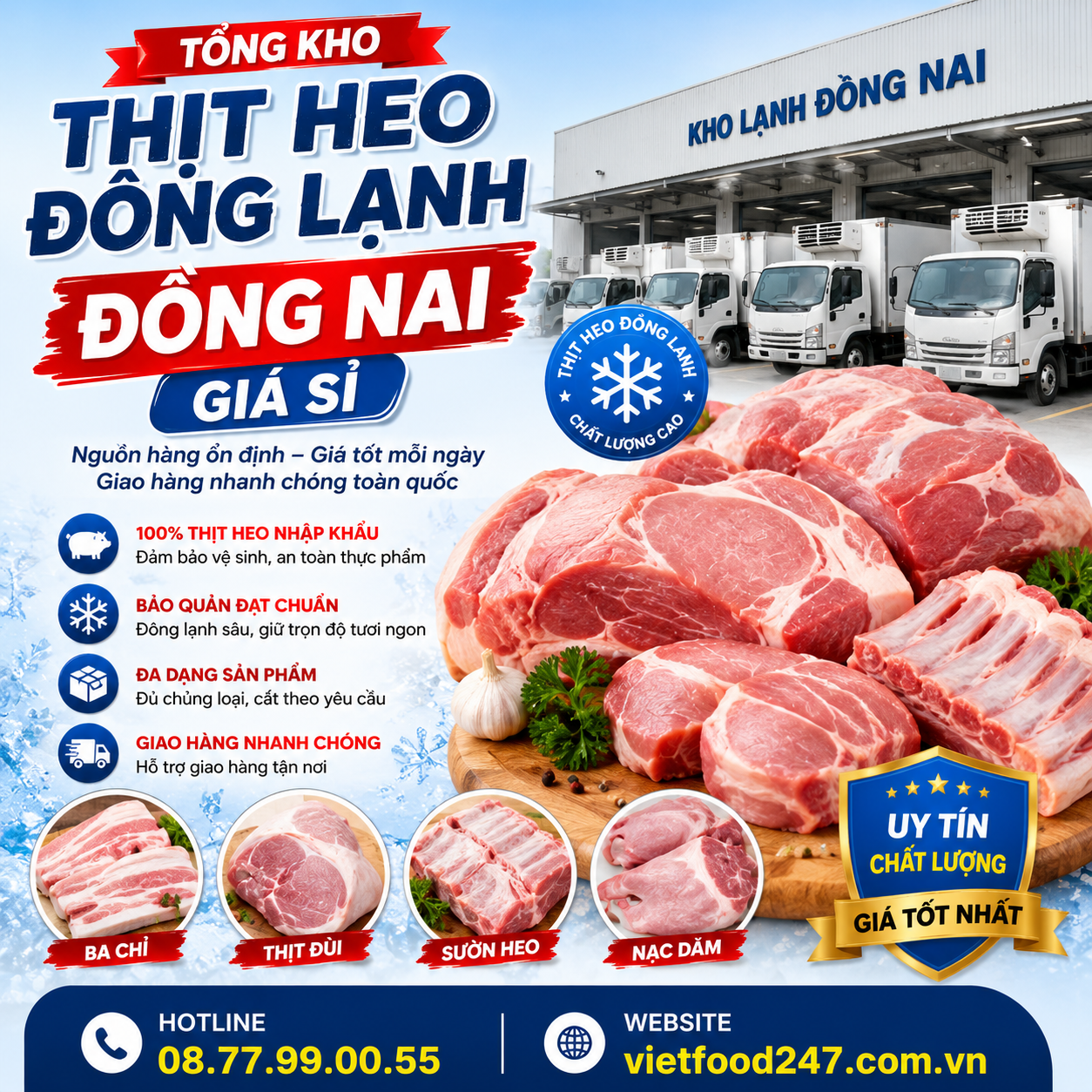 Tổng Kho Thịt Heo Đông Lạnh Đồng Nai Giá Sỉ