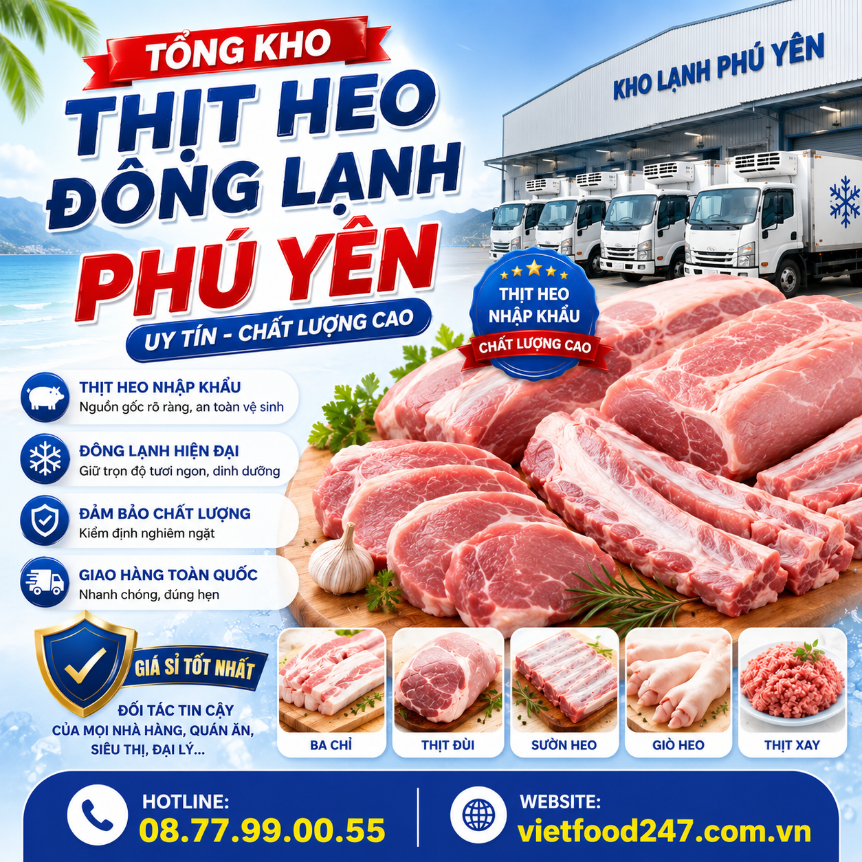 Tổng Kho Thịt Heo Đông Lạnh Phú Yên Uy Tín