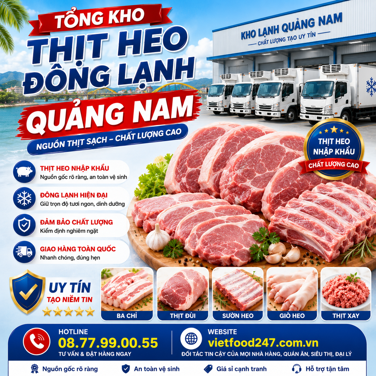 Tổng kho thịt heo đông lạnh Quảng Nam