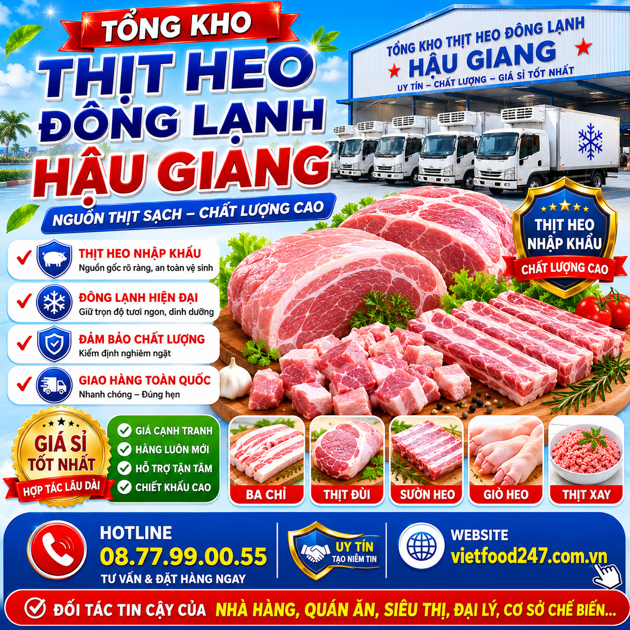 Tổng kho thịt heo đông lạnh Hậu Giang